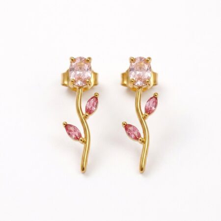 Flora Earrings - Ατσάλινα Σκουλαρίκια με Πέτρες