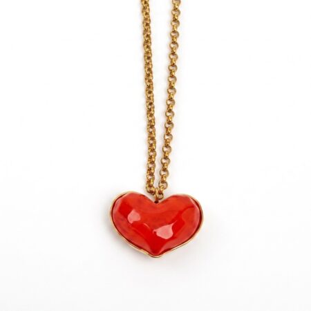 Amour Heart Necklace - Ατσάλινο Κολιέ με Κόκκινη Καρδιά