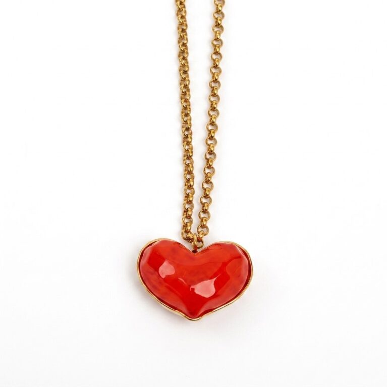 Amour Heart Necklace - Ατσάλινο Κολιέ με Κόκκινη Καρδιά