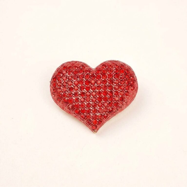 Heart Brooch - Καρφίτσα Καρδιά με Κόκκινες Πέτρες