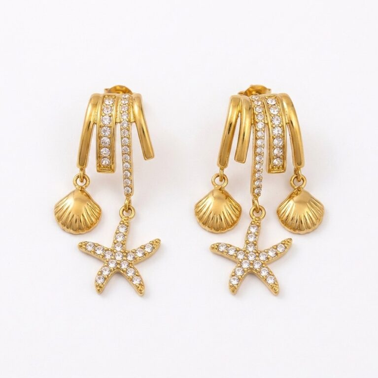 Stella Earrings - Ατσάλινα Σκουλαρίκια με Αστερίες και Κοχύλια