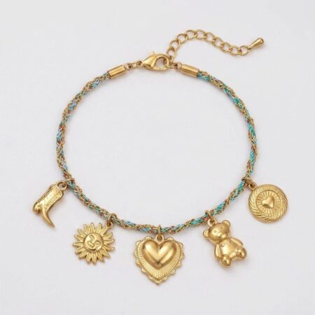 Solara Bracelet - Ατσάλινο Βραχιόλι με Χρυσά Διακοσμητικά