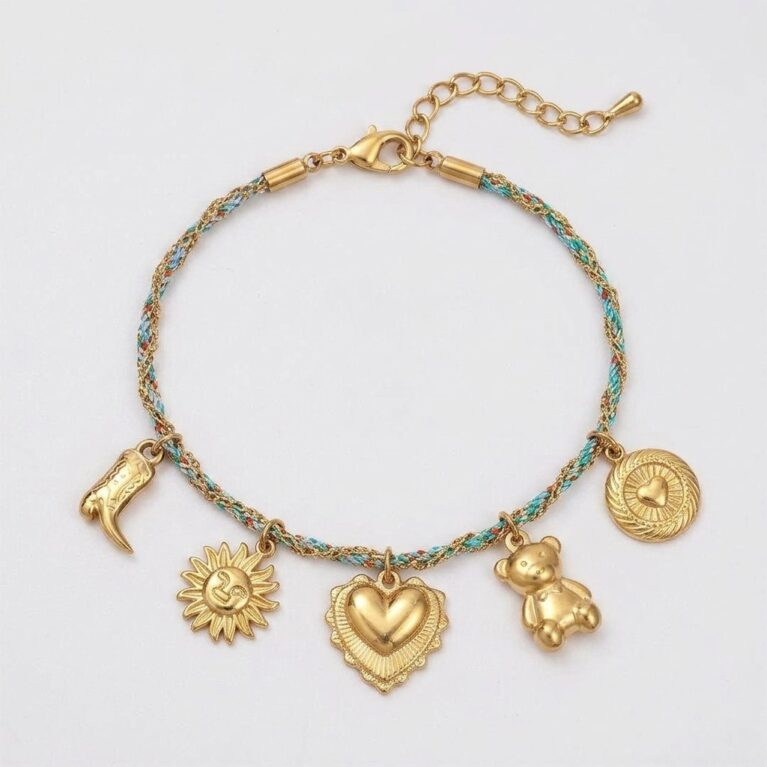 Solara Bracelet - Ατσάλινο Βραχιόλι με Χρυσά Διακοσμητικά