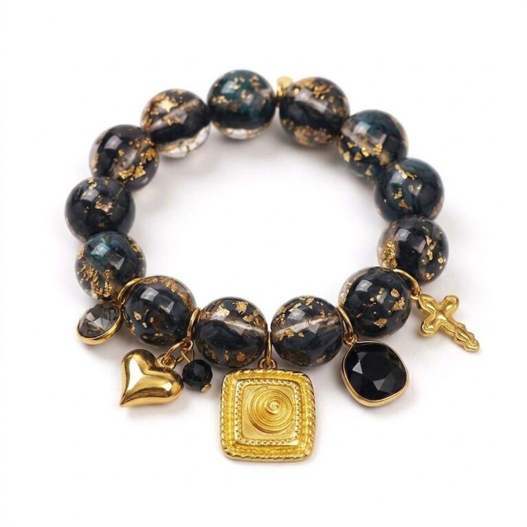 Aurora Beaded Bracelet - Ατσάλινο Βραχιόλι με Χάντρες και Κρεμαστά
