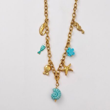 Marina Necklace - Ατσάλινο Κολιέ με Θαλάσσια Κρεμαστά