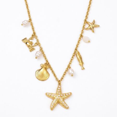 Marina Necklace - Ατσάλινο Κολιέ με Θαλάσσια Κρεμαστά