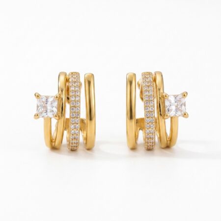 Aurora Hoop Earrings - Ατσάλινα Σκουλαρίκια Κρίκοι με Πέτρες