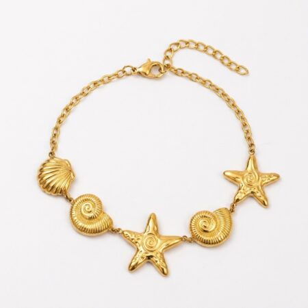 Stella Bracelet - Ατσάλινο Βραχιόλι με Αστερίες και Κοχύλια
