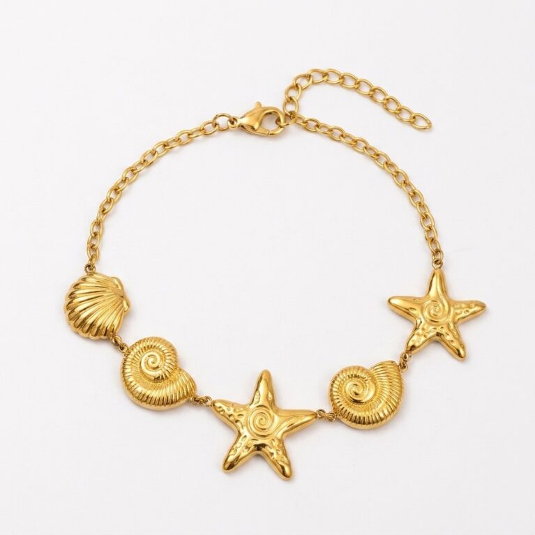 Stella Bracelet - Ατσάλινο Βραχιόλι με Αστερίες και Κοχύλια