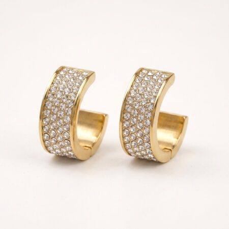 Aurora Hoop Earrings - Ατσάλινα Σκουλαρίκια Κρίκοι με Στρας