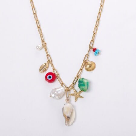 Cora Necklace - Ατσάλινο Κολιέ με Θαλασσινά Κρεμαστά