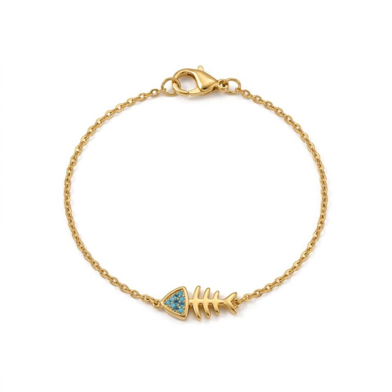 Aqua Fishbone Bracelet - Ατσάλινο Βραχιόλι με Διακοσμητικό Ψαροκόκαλο