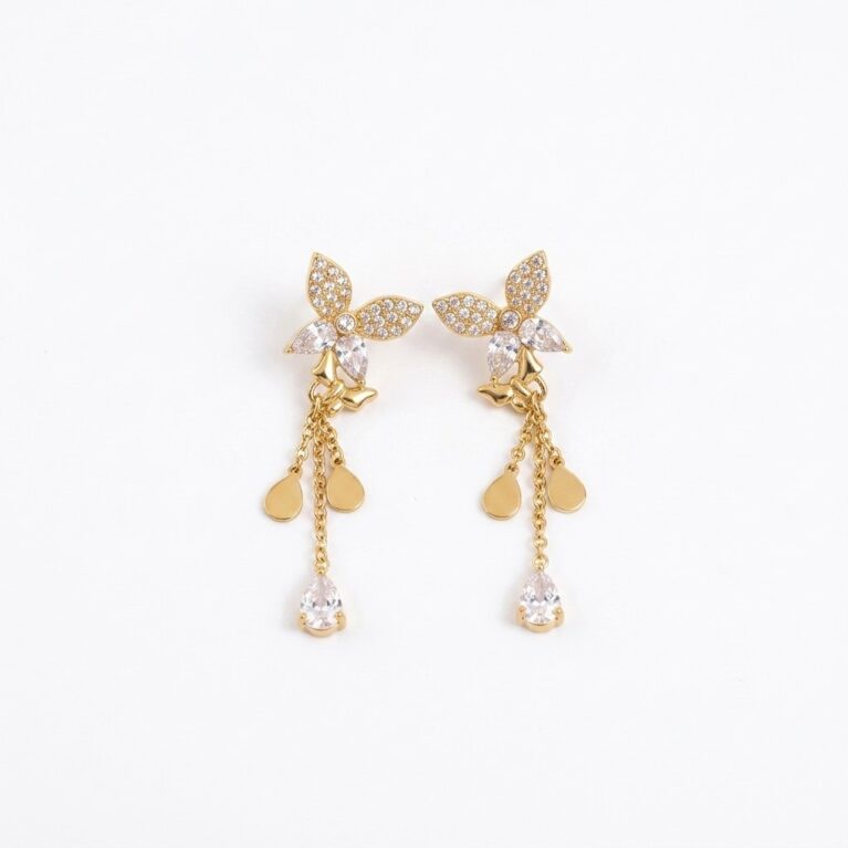 Butterfly Earrings - Ατσάλινα Σκουλαρίκια με Κρεμαστό