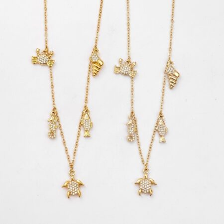 Oriana Necklace - Ατσάλινο Κολιέ με Κρεμαστά Θαλάσσια Σχέδια
