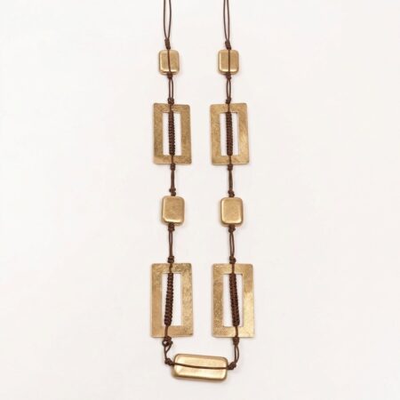 Geometric Cord Necklace - Μακρύ Κολιέ με Μεταλλικά Στοιχεία