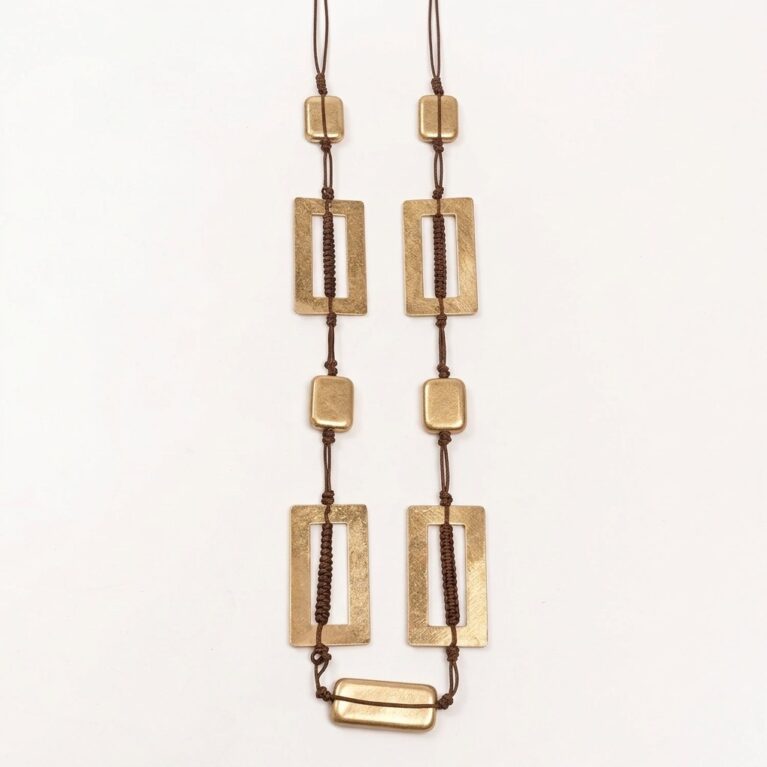 Geometric Cord Necklace - Μακρύ Κολιέ με Μεταλλικά Στοιχεία