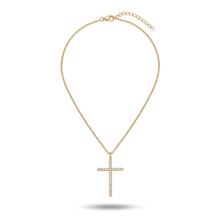 Astra Cross Necklace - Ατσάλινο Κολιέ με Σταυρό και Ζιργκόν